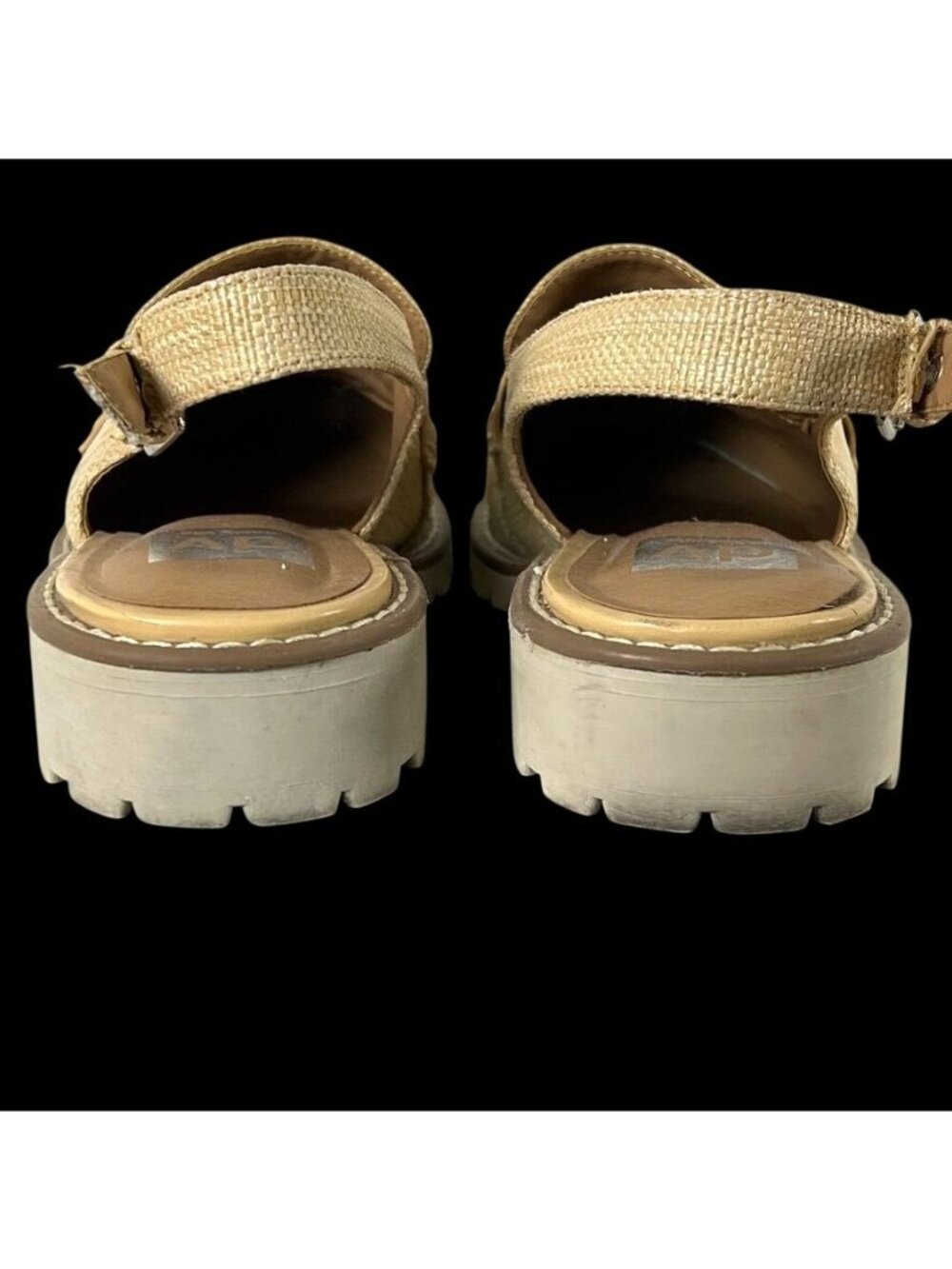 Dolce Vita Hard Natural Raffia Platform Loafers Slingback Woven Shoes 9 Preppy - Picture 6 of 12